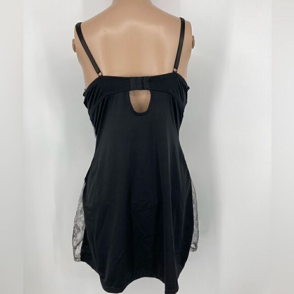 Popsi Lingerie Silver Embroidered Lace /Black Babydoll Size M - Picture 6 of 8